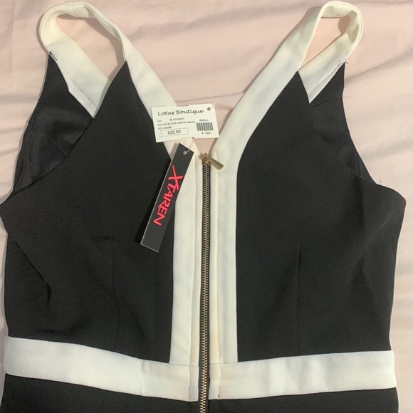 Xtaren Black & White Colour-block Bondage Dress US Size Small - Picture 2 of 8